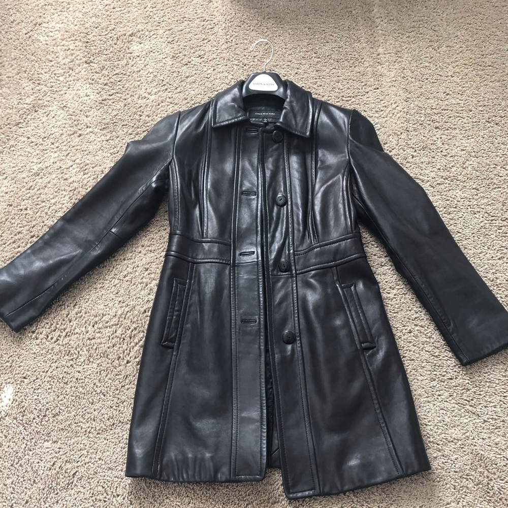 Jones of New York leather trench sz S
